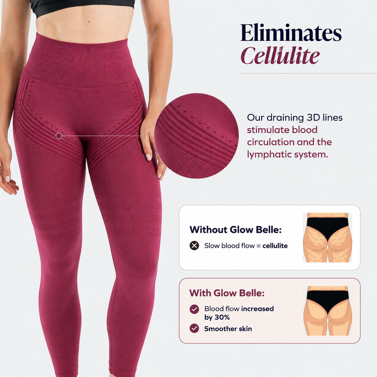 3D Leggings | Wine Red