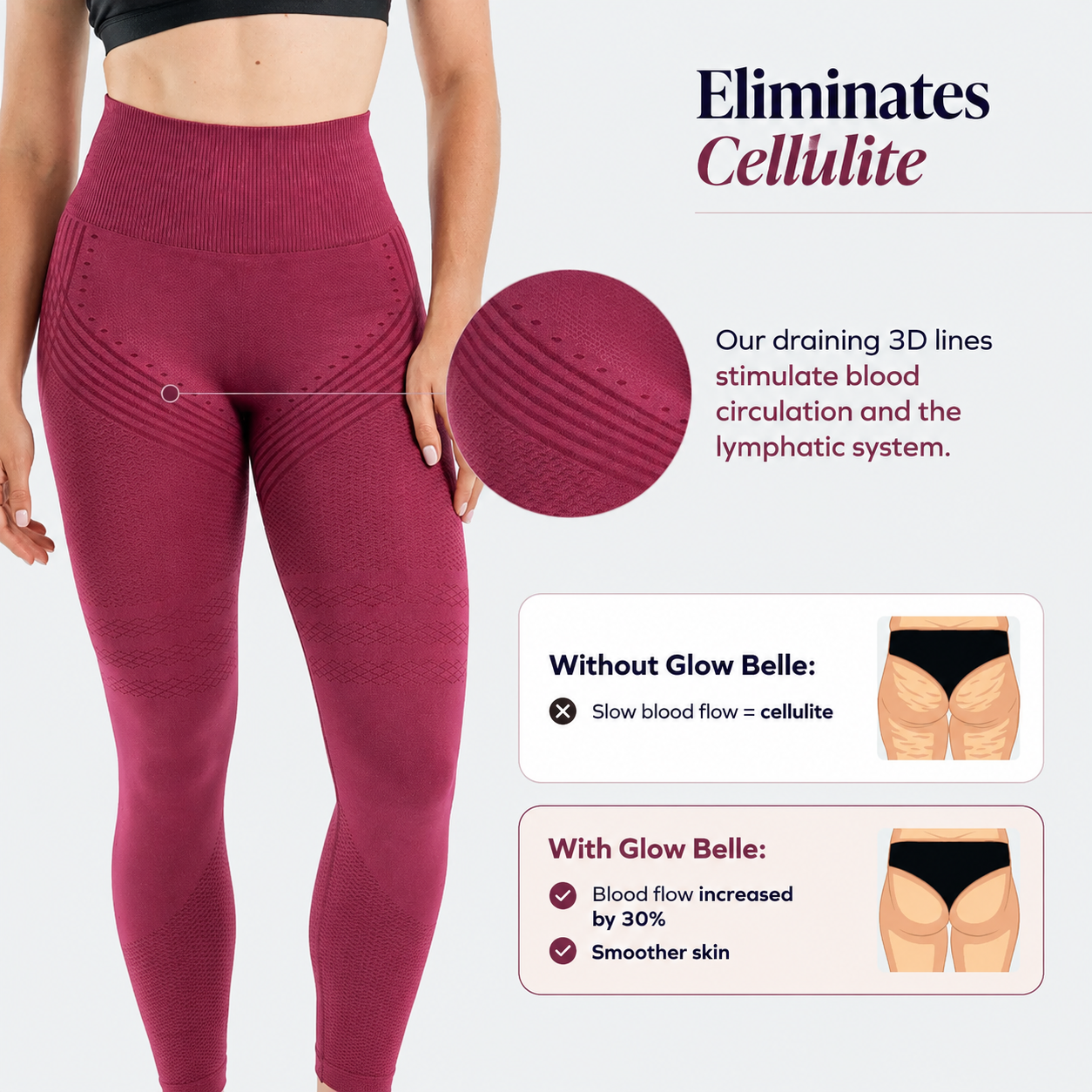 3D Leggings | Wine Red